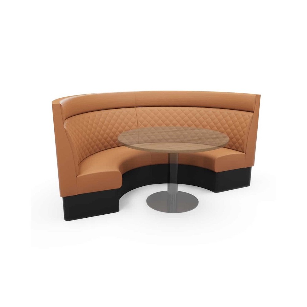 QUILTED HIGH BACK WITH HEADROLL ROUND BOOTH SEATING